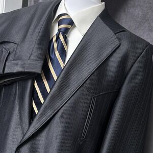 Vintage Pagano West Suit 42L 35x31 Gray Western Blazer Pants USA 70s 80s Cowboy